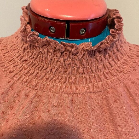 Est. 1946 Smocked Collar French Dot Boho Long Split Sleeve Dress Size L - Picture 2 of 14